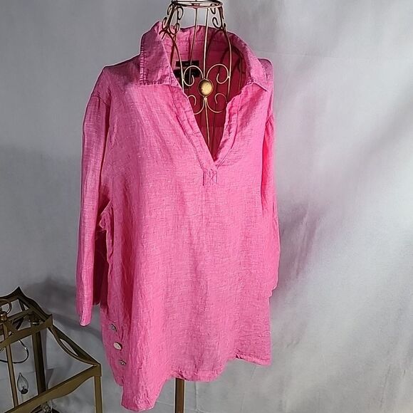 Linen Tahari Pink Tunic - Picture 1 of 8